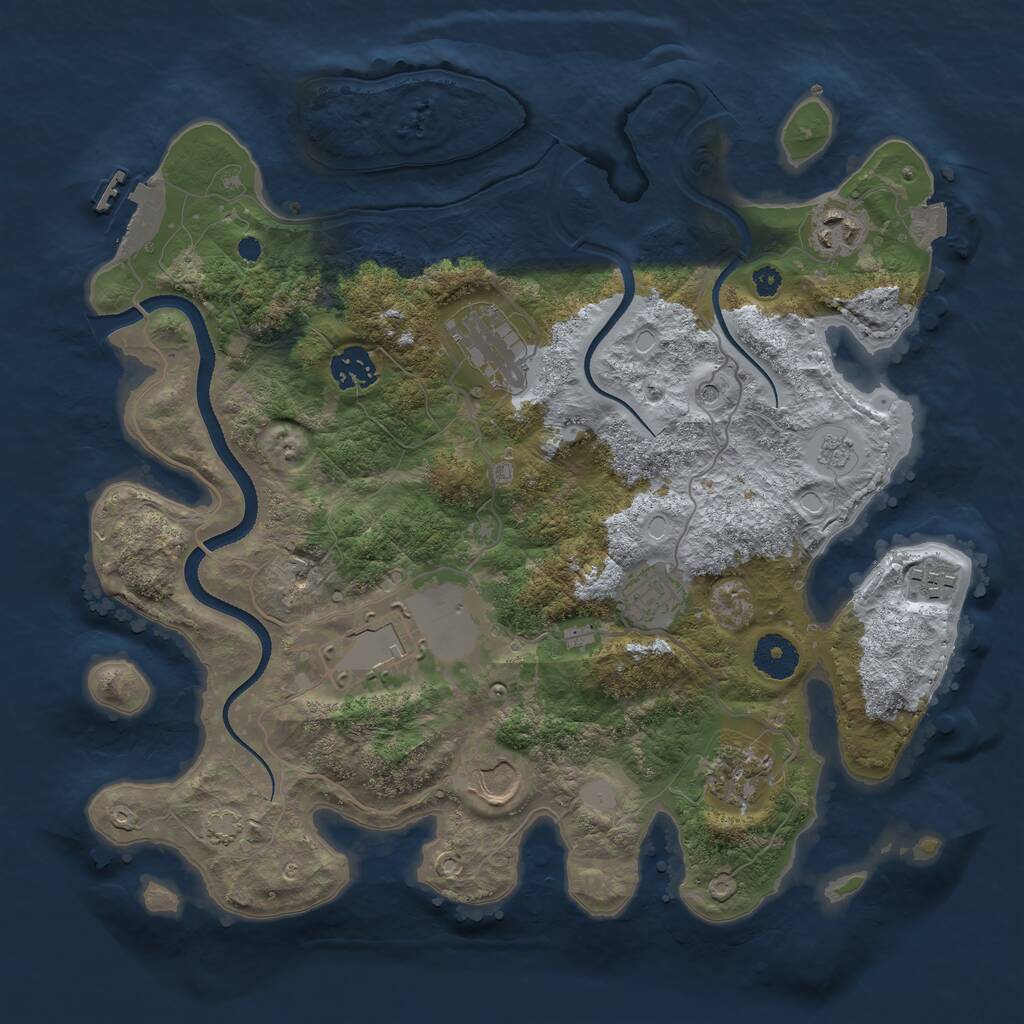 Rust Map: Procedural Map, Size: 3500, Seed: 173334, 13 Monuments