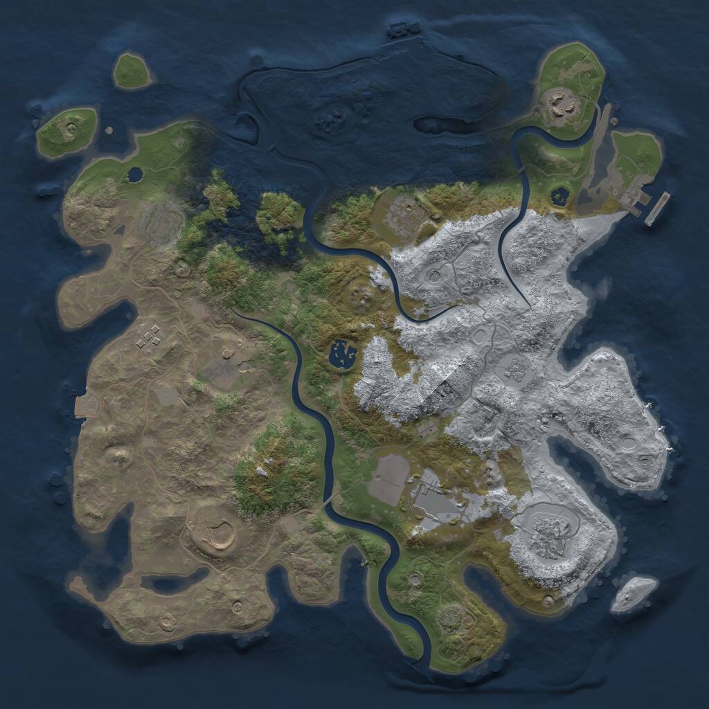 Rust Map: Procedural Map, Size: 3800, Seed: 535969321, 15 Monuments