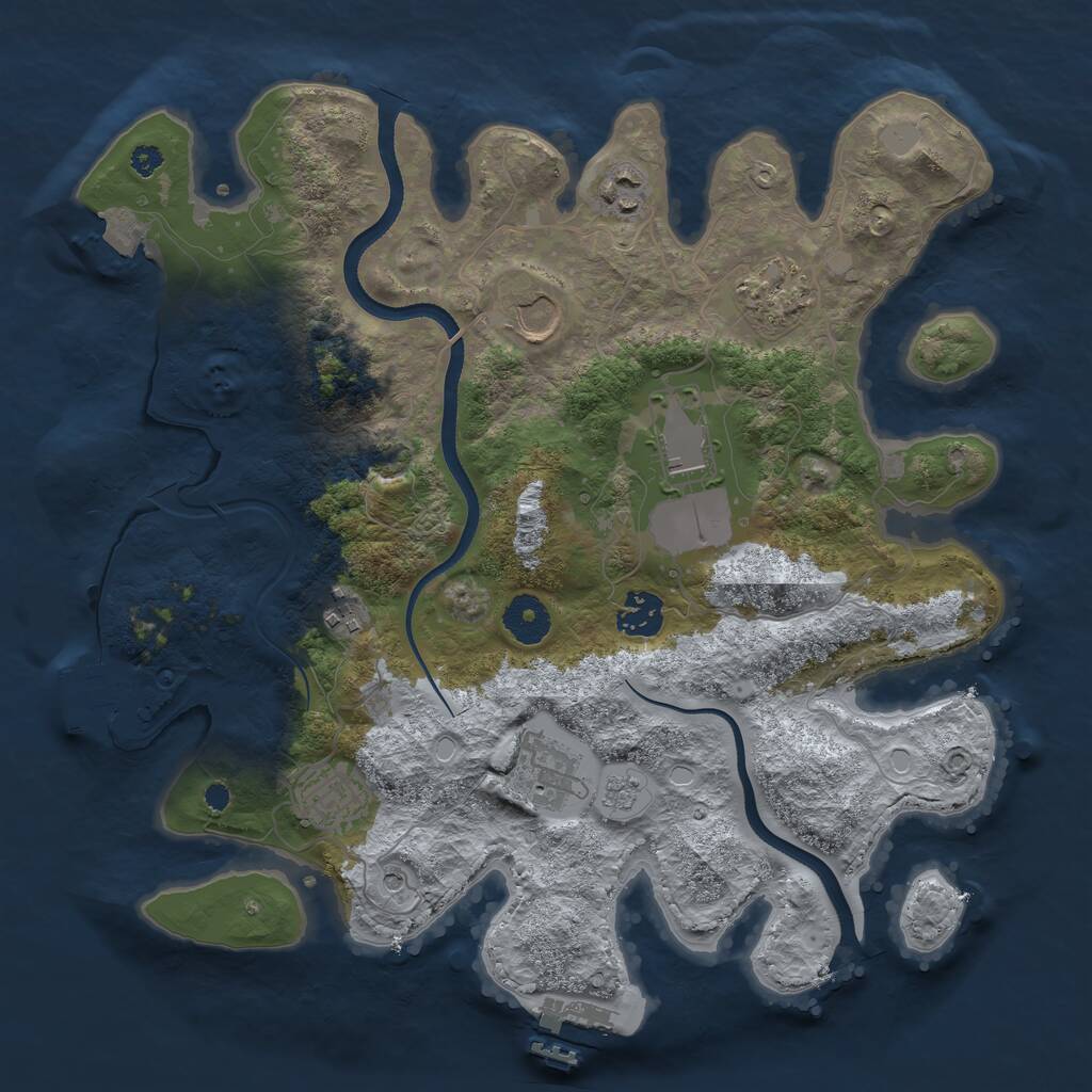 Rust Map: Procedural Map, Size: 3500, Seed: 731674221, 14 Monuments
