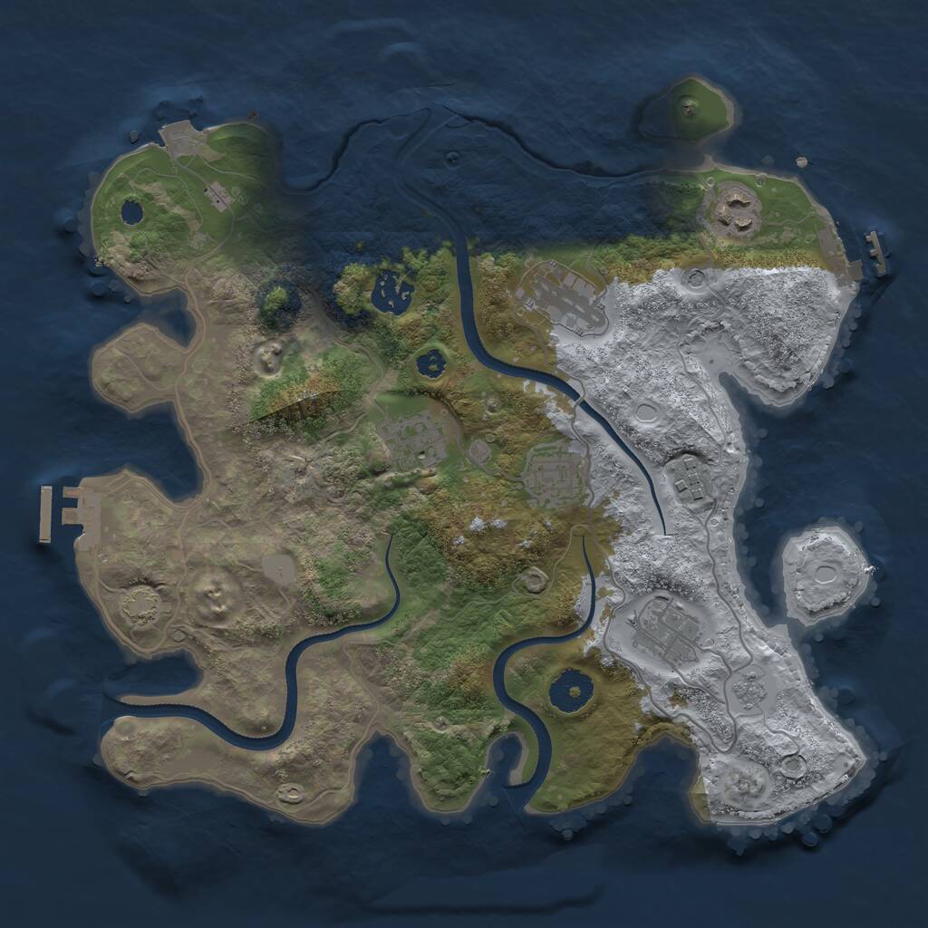 Rust Map: Procedural Map, Size: 3300, Seed: 2092163034, 13 Monuments