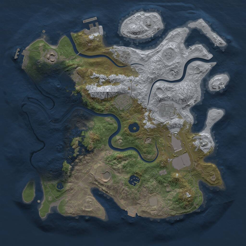 Rust Map: Procedural Map, Size: 3500, Seed: 1244578, 14 Monuments