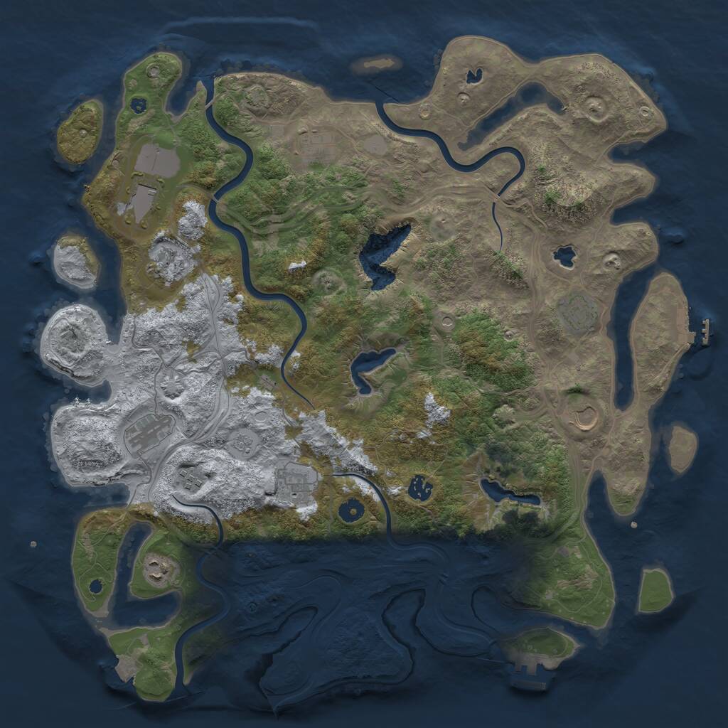 Rust Map: Procedural Map, Size: 4500, Seed: 275126102, 16 Monuments