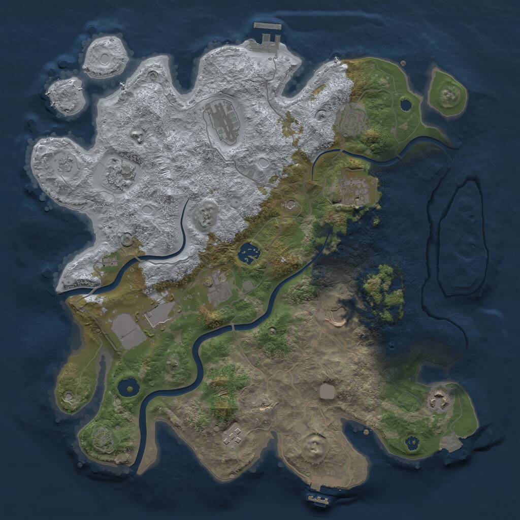 Rust Map: Procedural Map, Size: 3800, Seed: 535969320, 16 Monuments