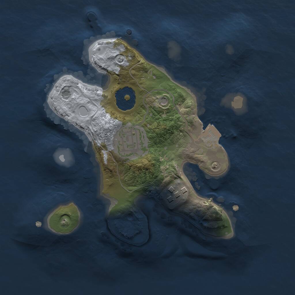 Rust Map: Procedural Map, Size: 2000, Seed: 2030144465, 3 Monuments