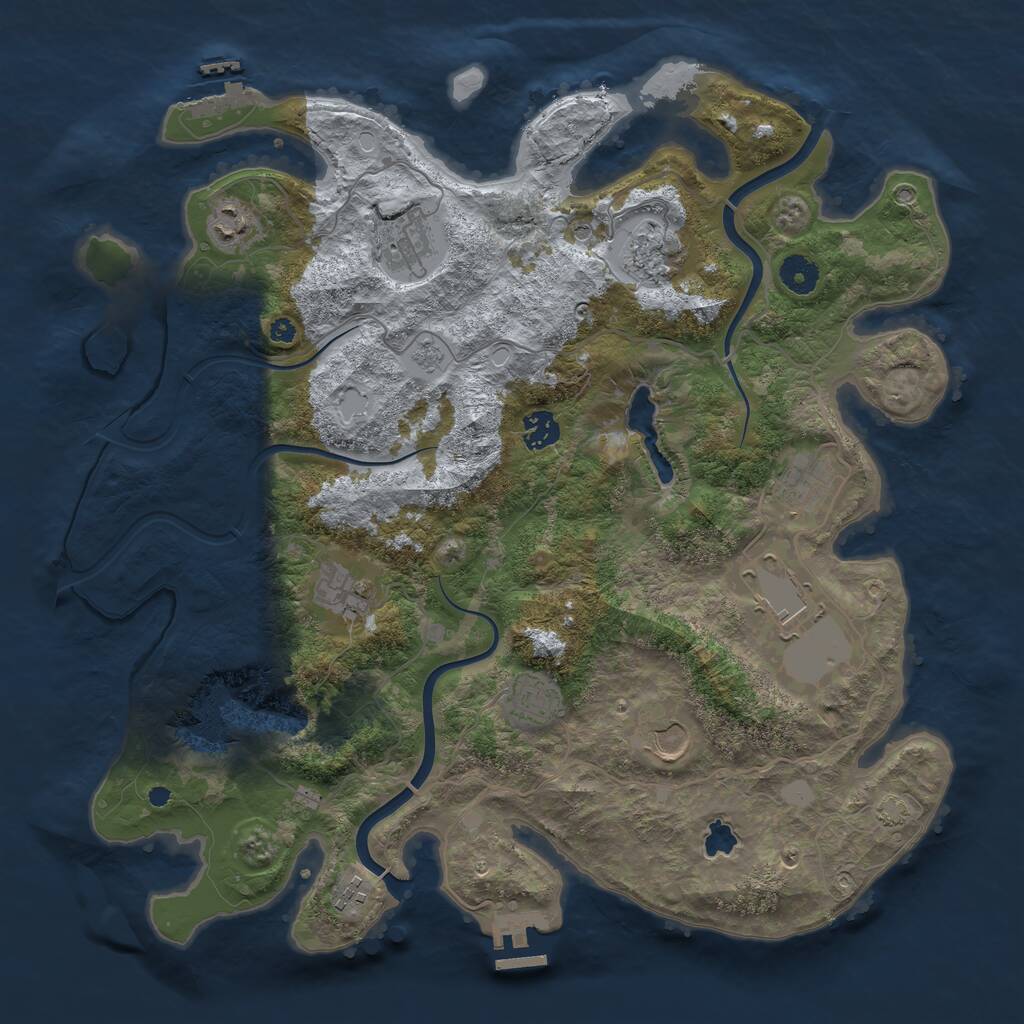 Rust Map: Procedural Map, Size: 4000, Seed: 1190809535, 16 Monuments