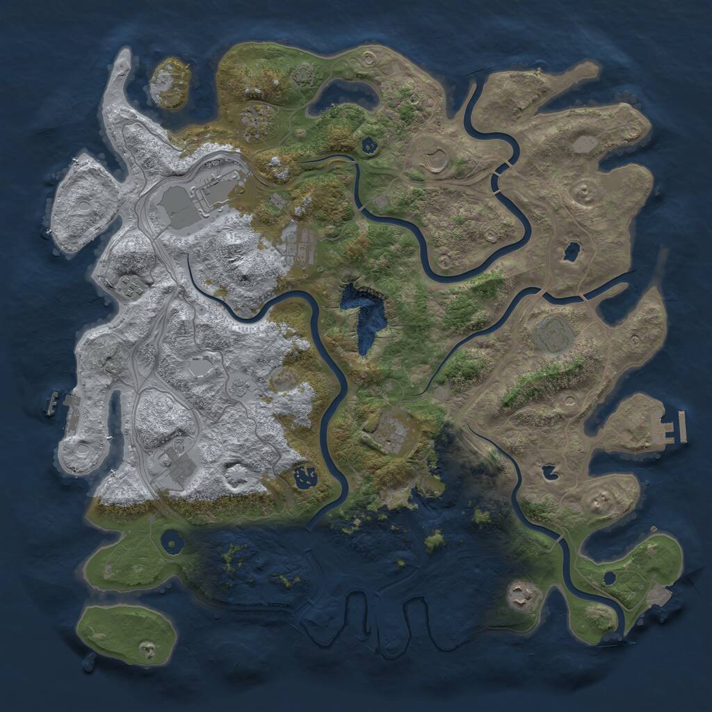 Rust Map: Procedural Map, Size: 4500, Seed: 453673, 16 Monuments