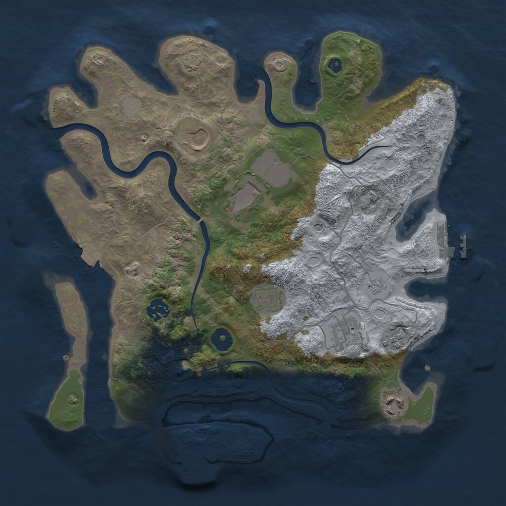 Rust Map: Procedural Map, Size: 3500, Seed: 616085521, 13 Monuments