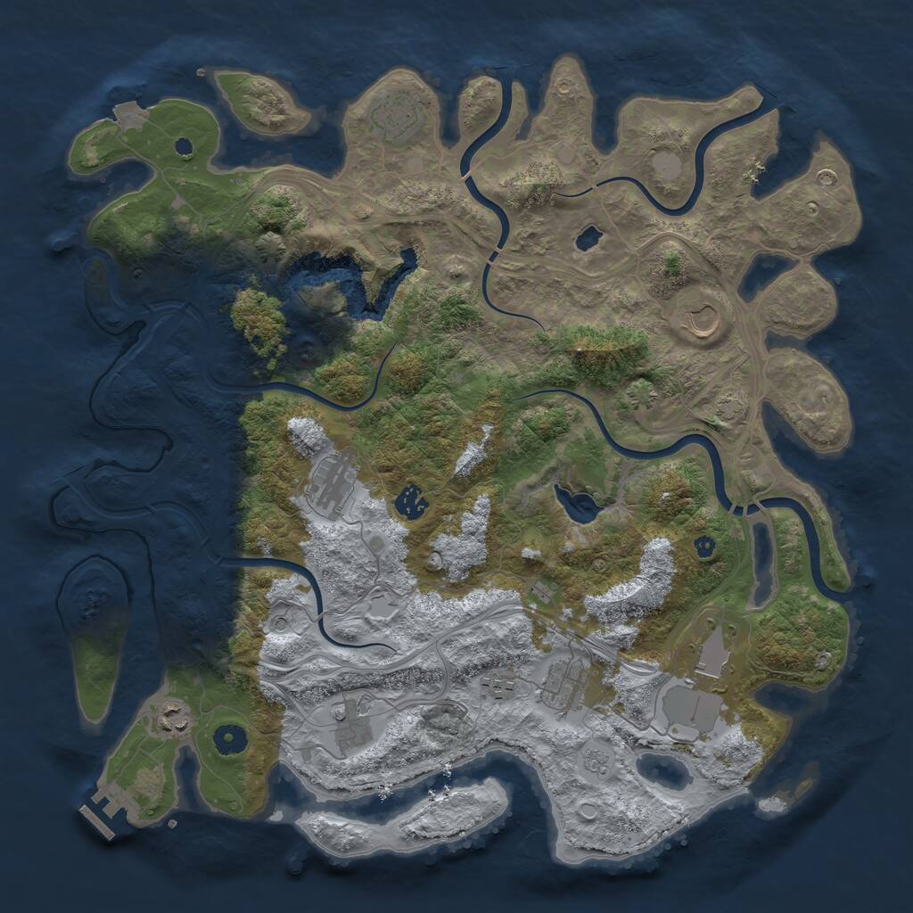 Rust Map: Procedural Map, Size: 4250, Seed: 307391048, 14 Monuments