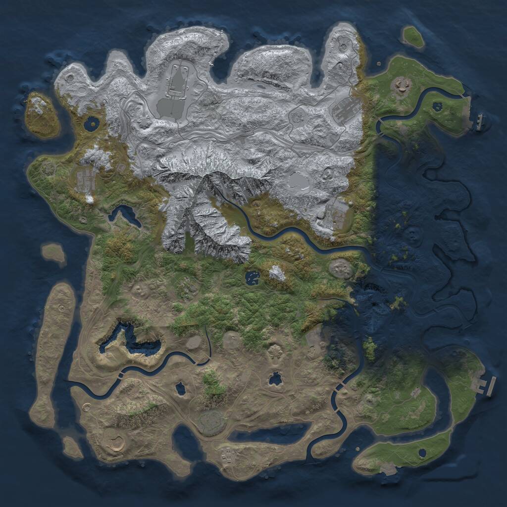 Rust Map: Procedural Map, Size: 5000, Seed: 839972766, 17 Monuments