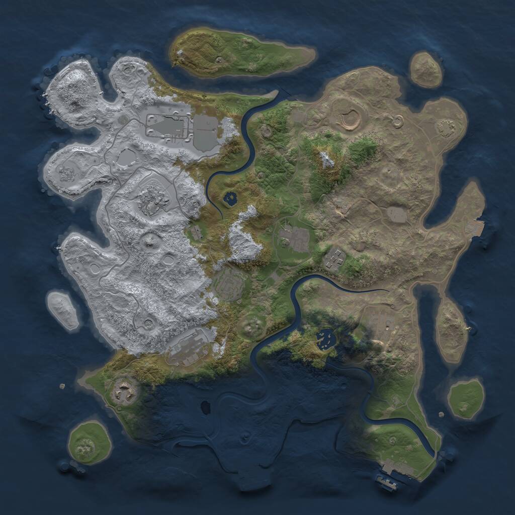 Rust Map: Procedural Map, Size: 3750, Seed: 1821267715, 16 Monuments