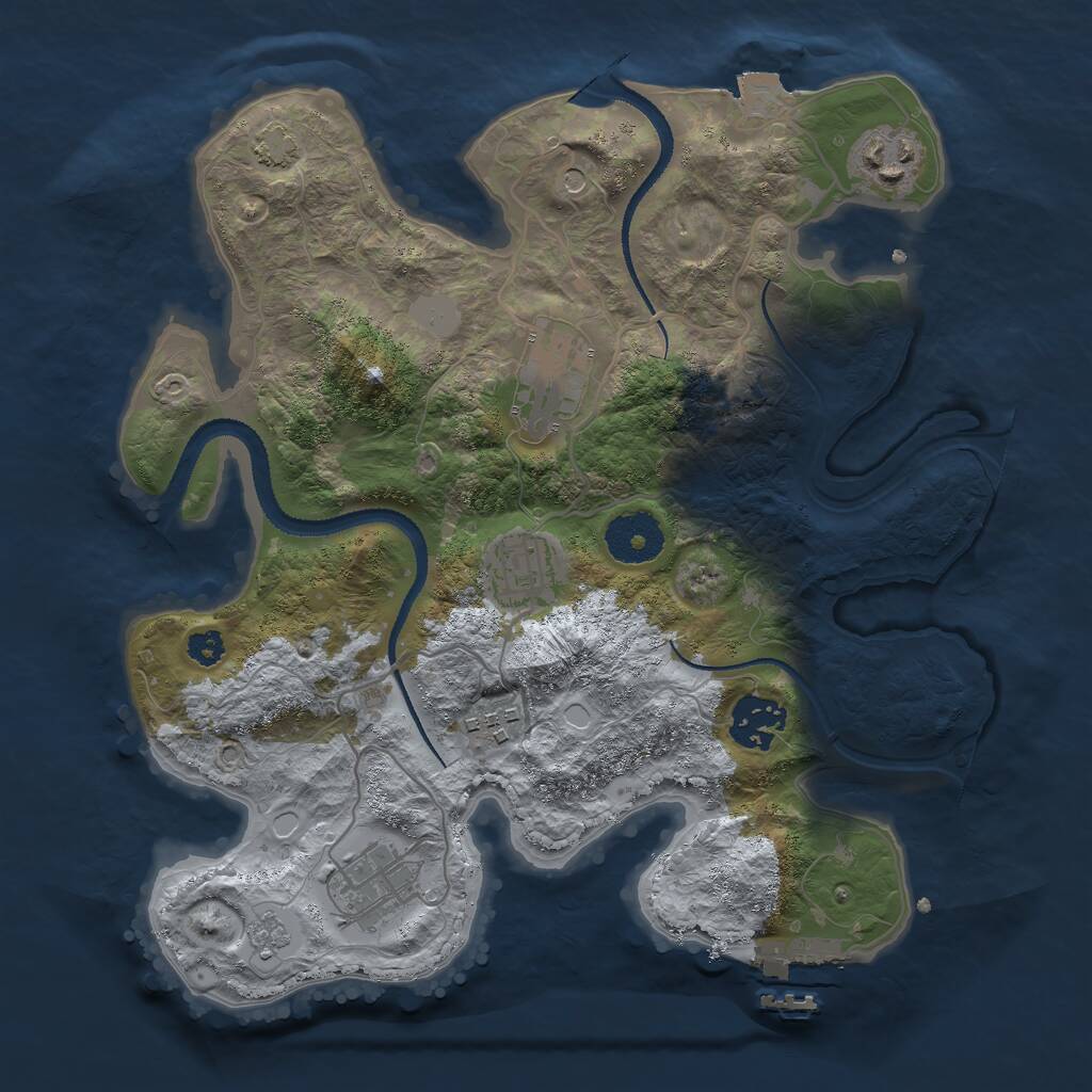 Rust Map: Procedural Map, Size: 3000, Seed: 598659985, 11 Monuments