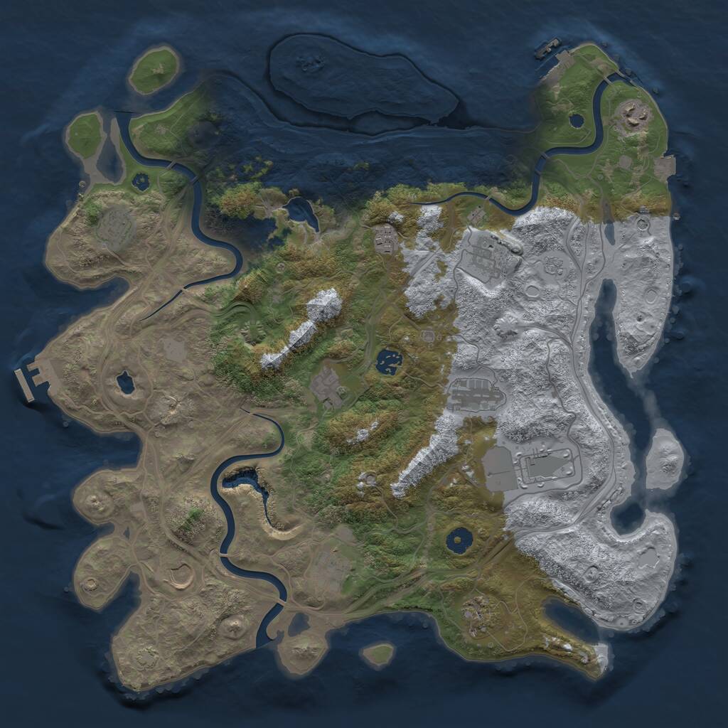 Rust Map: Procedural Map, Size: 4250, Seed: 753910669, 17 Monuments