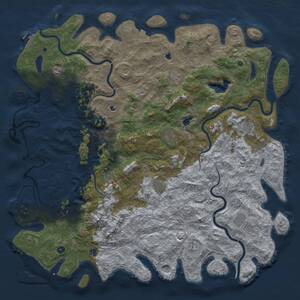 Thumbnail Rust Map: Procedural Map, Size: 6000, Seed: 96995, 17 Monuments