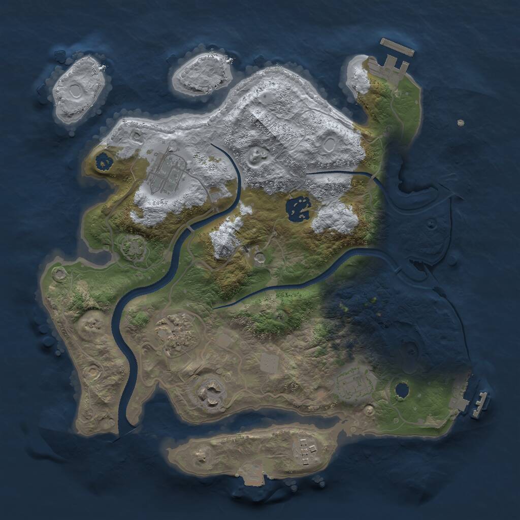 Rust Map: Procedural Map, Size: 3000, Seed: 687065853, 11 Monuments