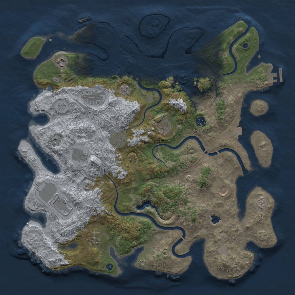 Rust Map: Procedural Map, Size: 4250, Seed: 281753057, 16 Monuments