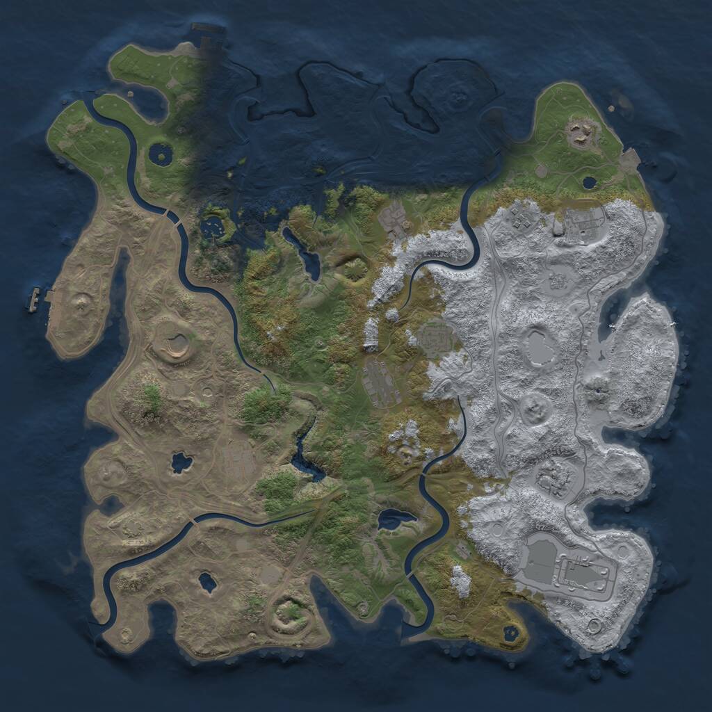 Rust Map: Procedural Map, Size: 4500, Seed: 763085910, 17 Monuments