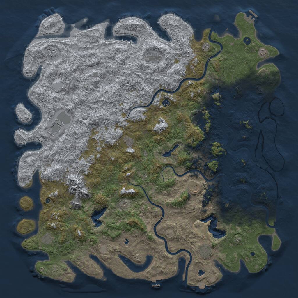 Rust Map: Procedural Map, Size: 6000, Seed: 699976259, 17 Monuments
