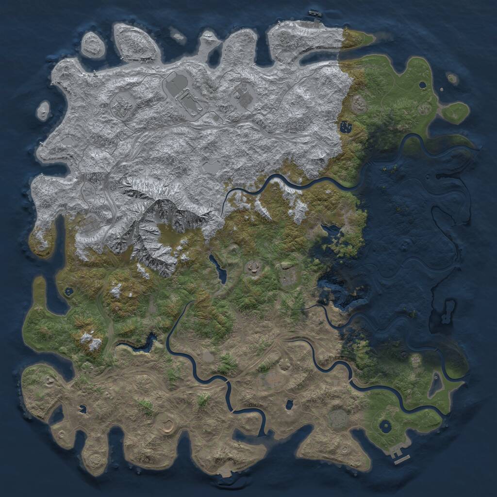 Rust Map: Procedural Map, Size: 6000, Seed: 1037681667, 17 Monuments