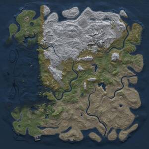 Thumbnail Rust Map: Procedural Map, Size: 6000, Seed: 1703594525, 17 Monuments
