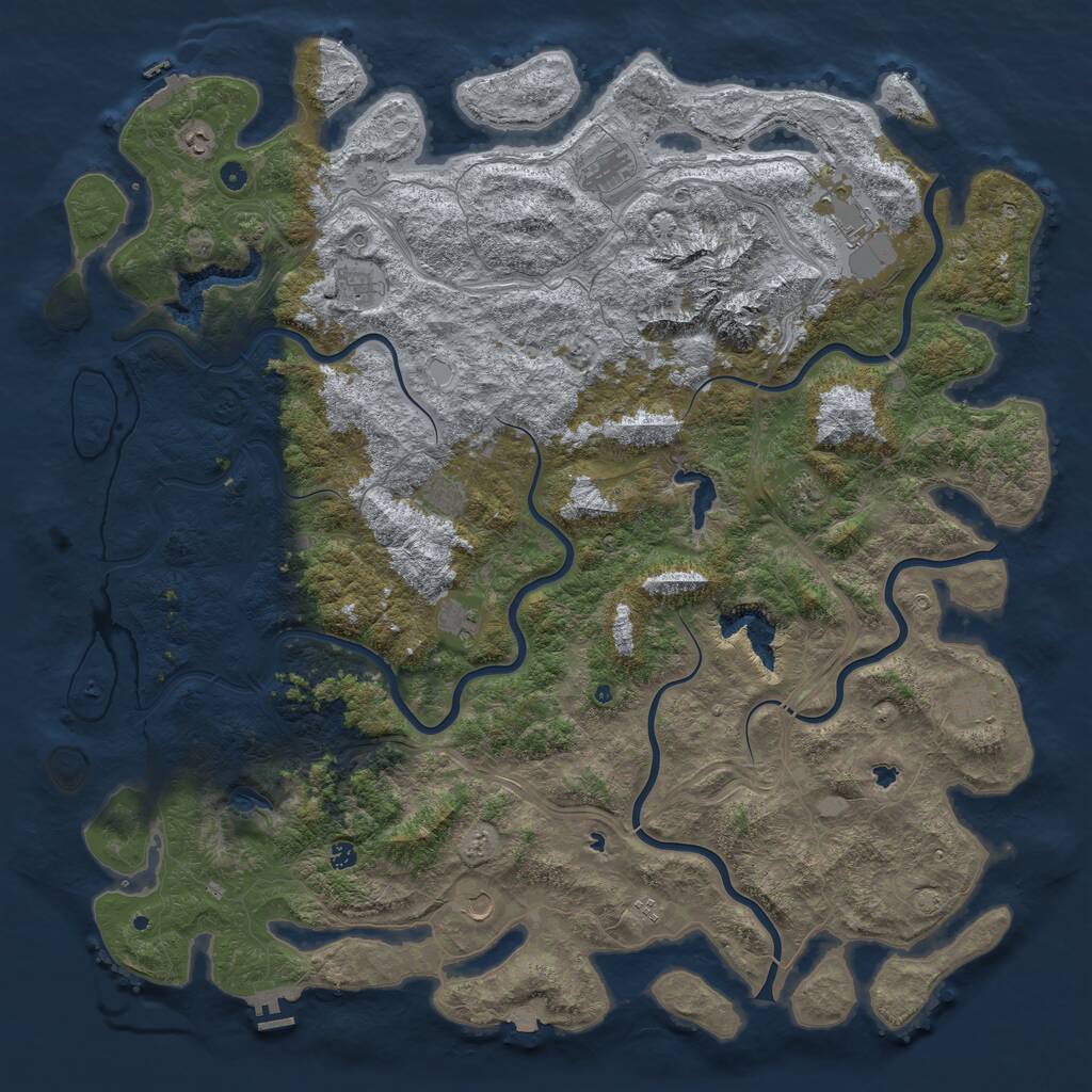Rust Map: Procedural Map, Size: 6000, Seed: 1703594525, 17 Monuments
