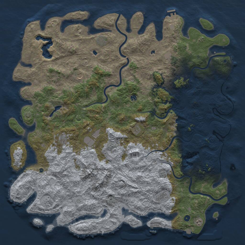 Rust Map: Procedural Map, Size: 6000, Seed: 1842455439, 17 Monuments