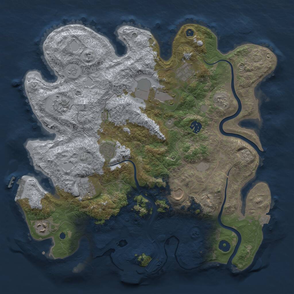 Rust Map: Procedural Map, Size: 3800, Seed: 1910426191, 15 Monuments