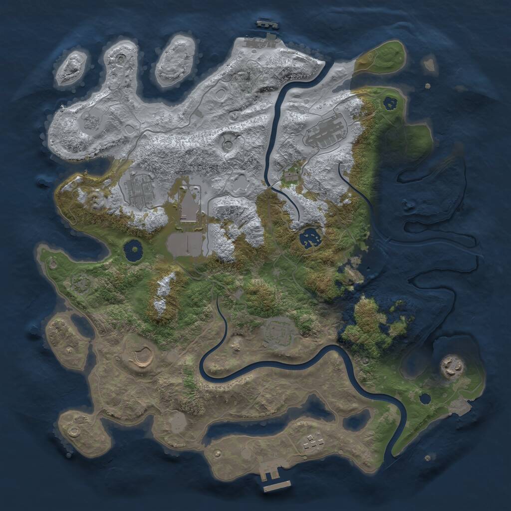 Rust Map: Procedural Map, Size: 3750, Seed: 491335141, 15 Monuments