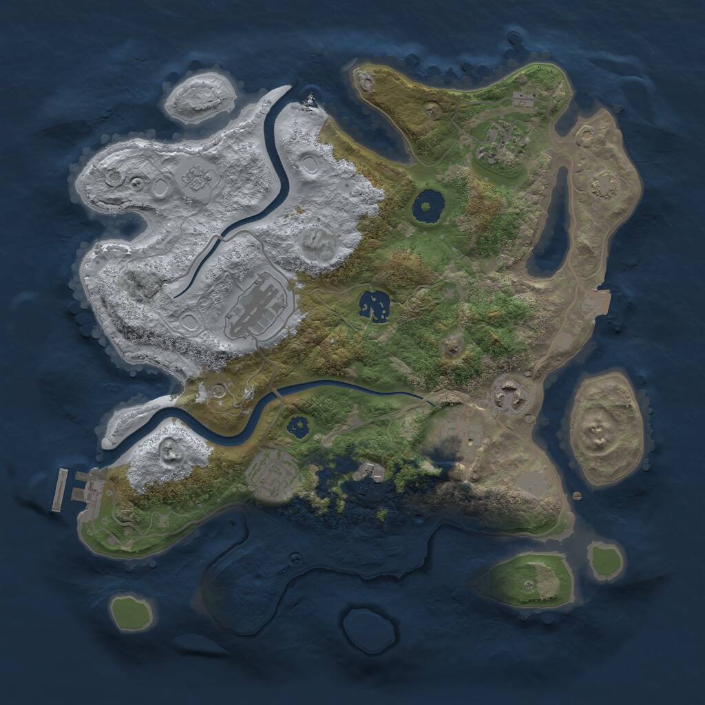 Rust Map: Procedural Map, Size: 3250, Seed: 279537006, 12 Monuments