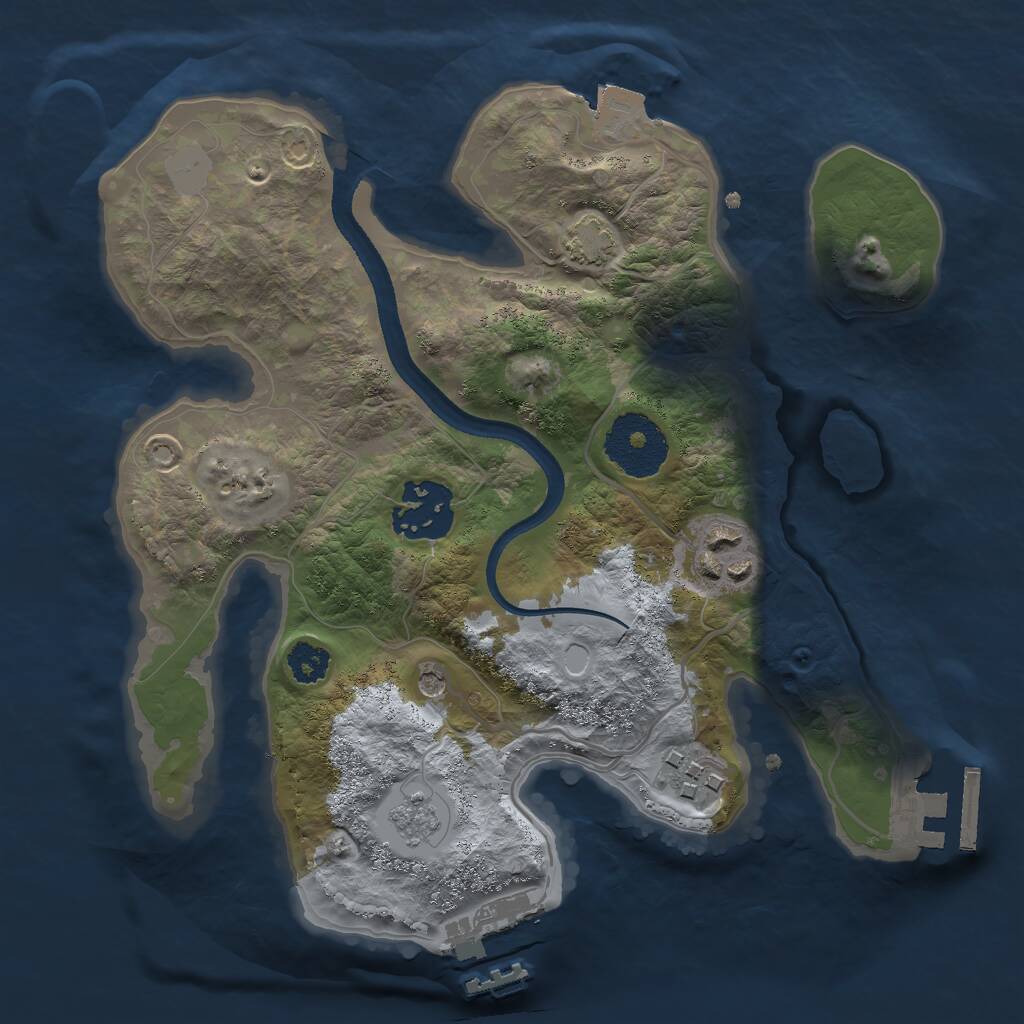 Rust Map: Procedural Map, Size: 2500, Seed: 1714583174, 9 Monuments