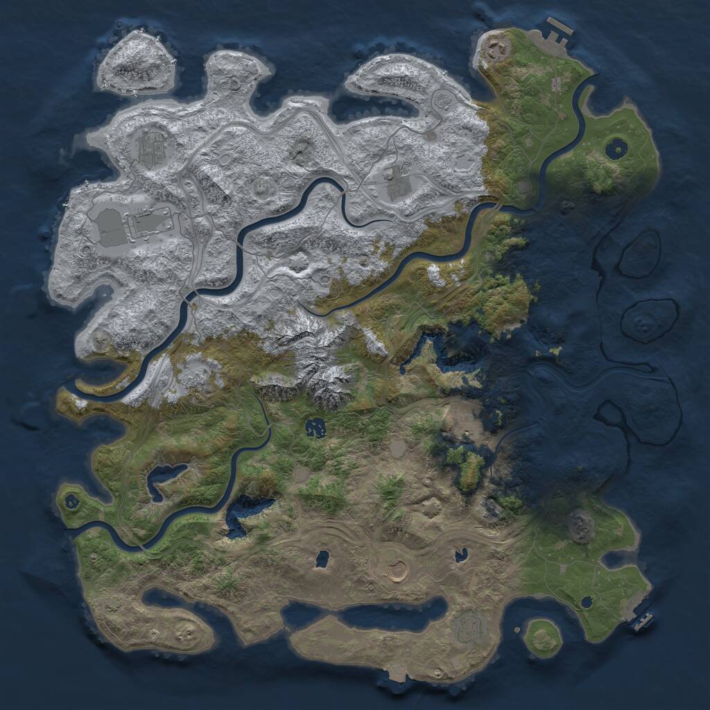 Rust Map: Procedural Map, Size: 5000, Seed: 930764243, 16 Monuments