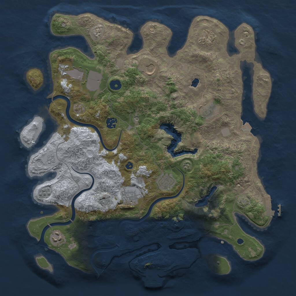 Rust Map: Procedural Map, Size: 4000, Seed: 456489, 15 Monuments