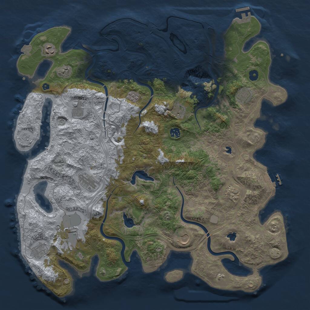 Rust Map: Procedural Map, Size: 4500, Seed: 720645572, 17 Monuments