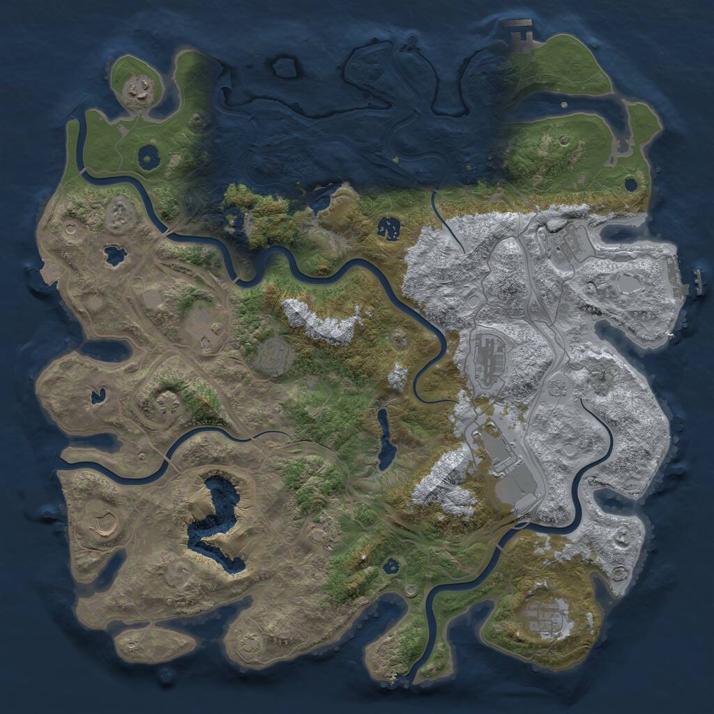 Rust Map: Procedural Map, Size: 4500, Seed: 478495594, 17 Monuments