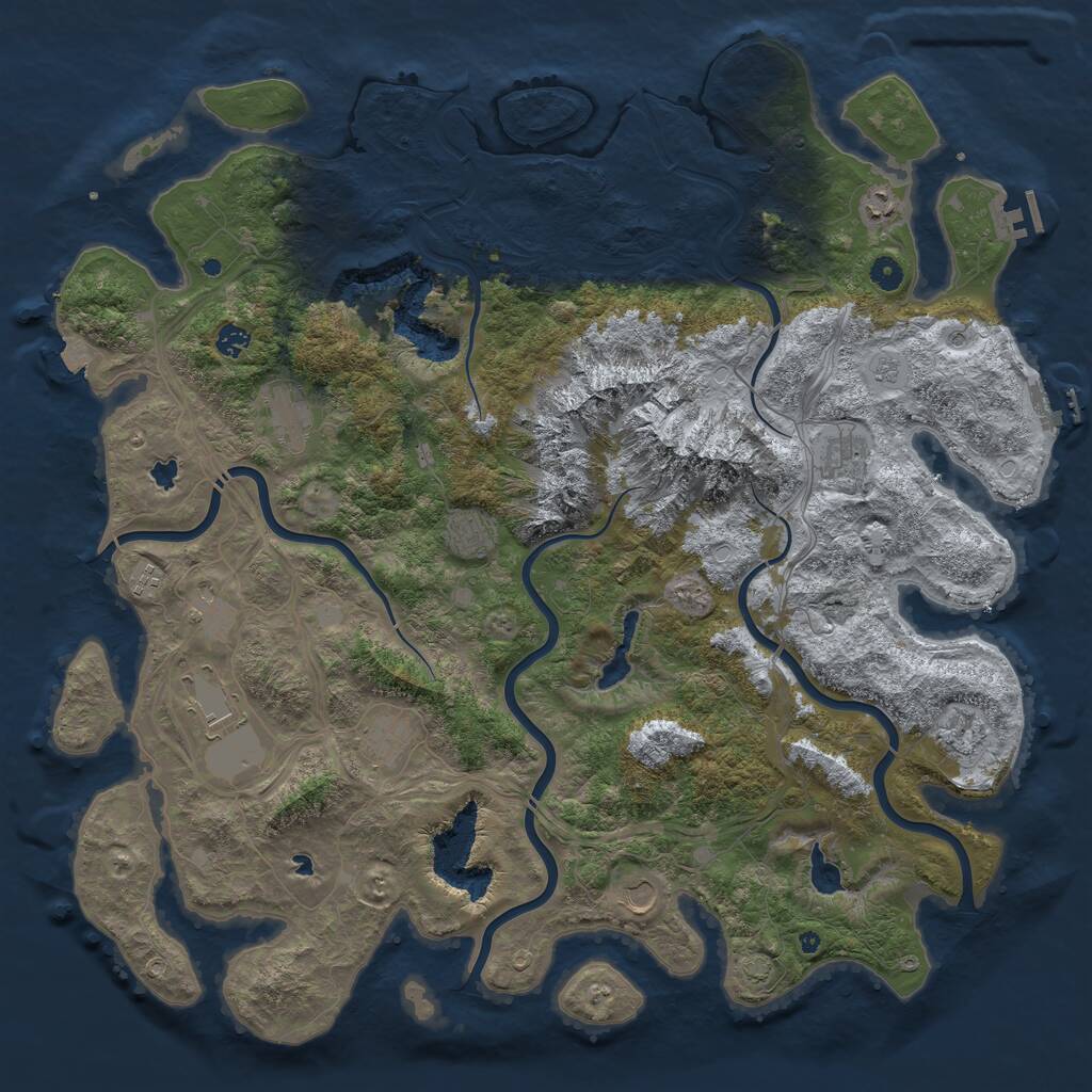 Rust Map: Procedural Map, Size: 5000, Seed: 68877812, 17 Monuments