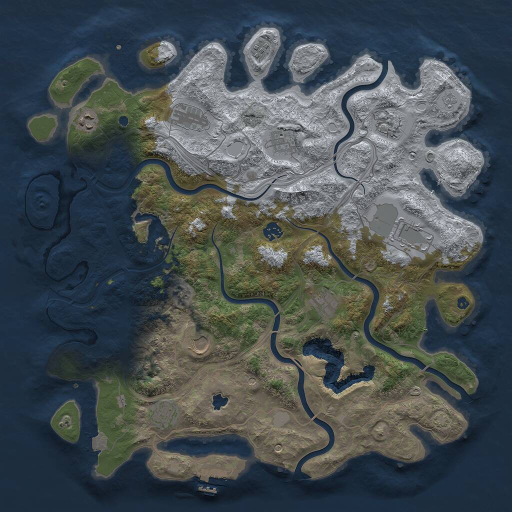 Rust Map: Procedural Map, Size: 4250, Seed: 1191046987, 15 Monuments