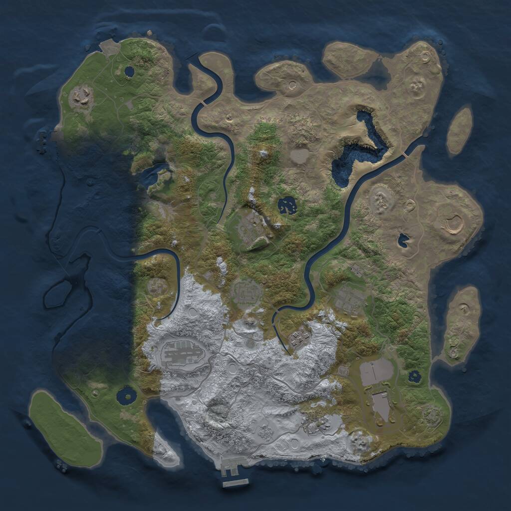 Rust Map: Procedural Map, Size: 4000, Seed: 1369194454, 16 Monuments