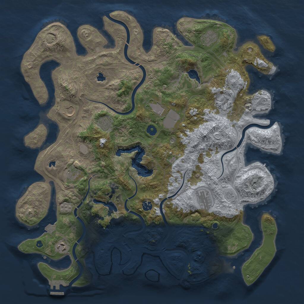 Rust Map: Procedural Map, Size: 4500, Seed: 1021874875, 15 Monuments