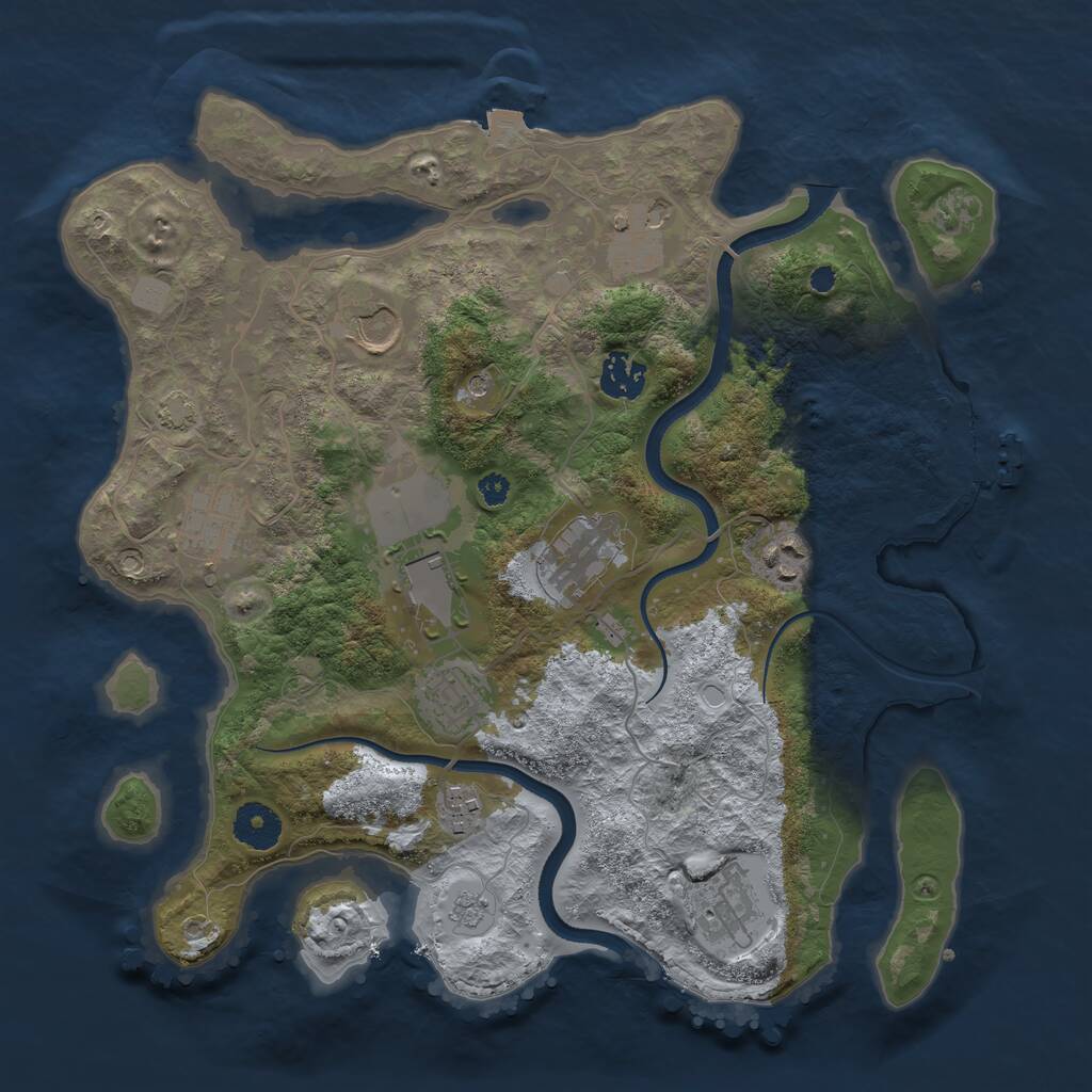 Rust Map: Procedural Map, Size: 3500, Seed: 8342587, 15 Monuments