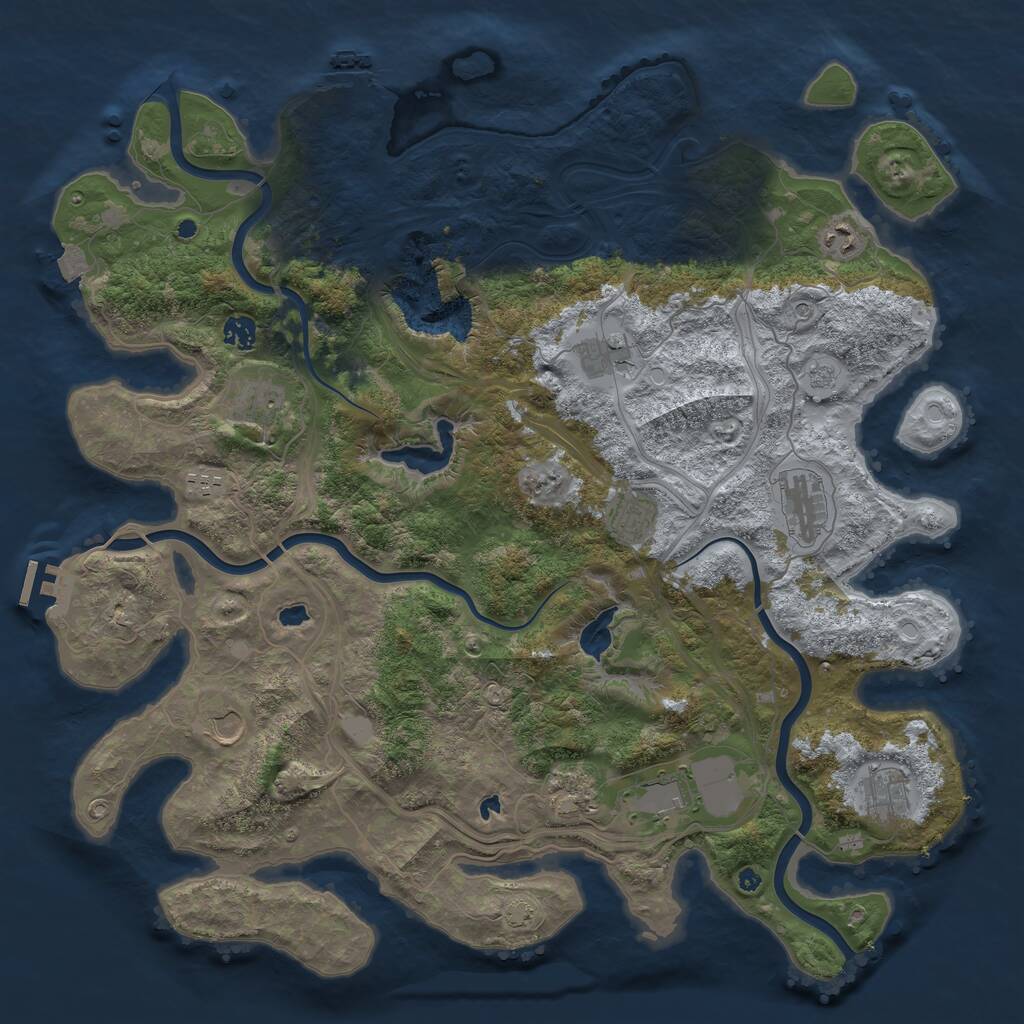Rust Map: Procedural Map, Size: 4500, Seed: 102097561, 17 Monuments