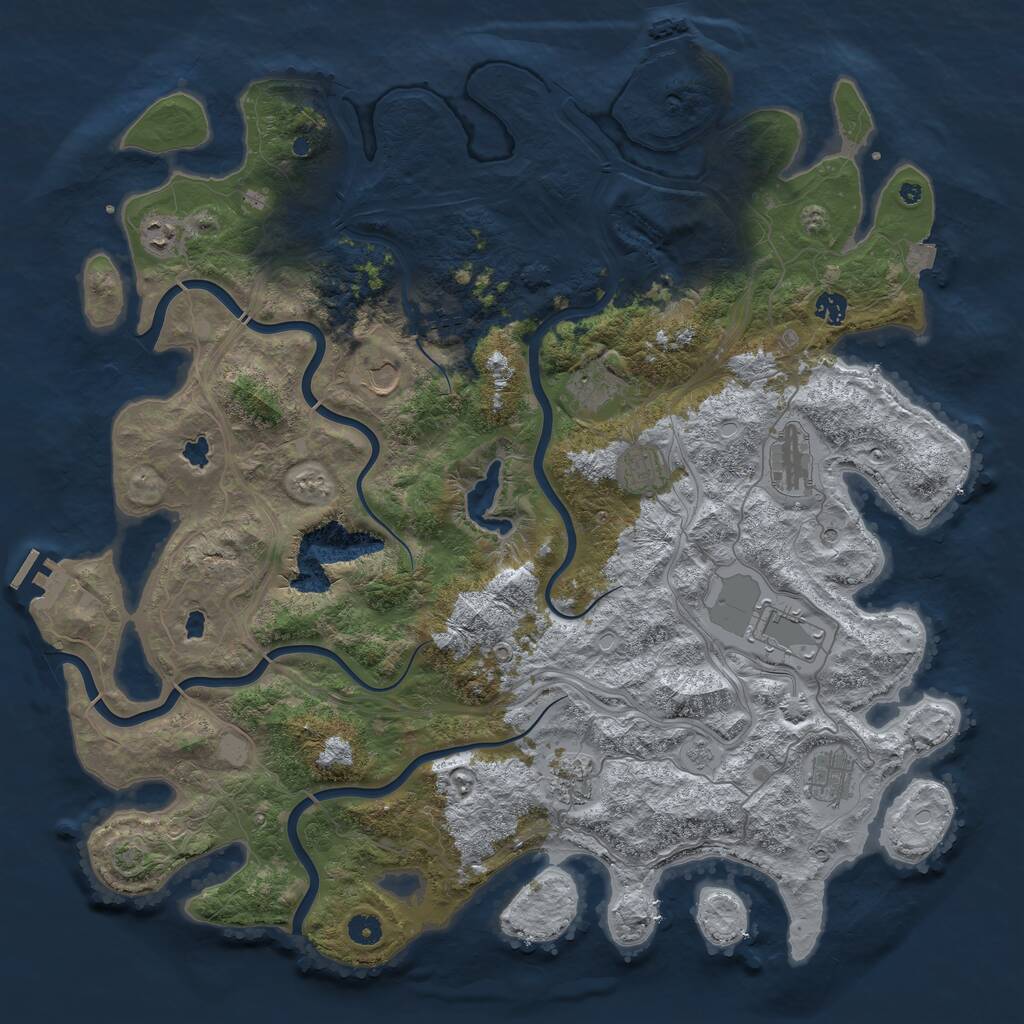 Rust Map: Procedural Map, Size: 4700, Seed: 48392715, 16 Monuments