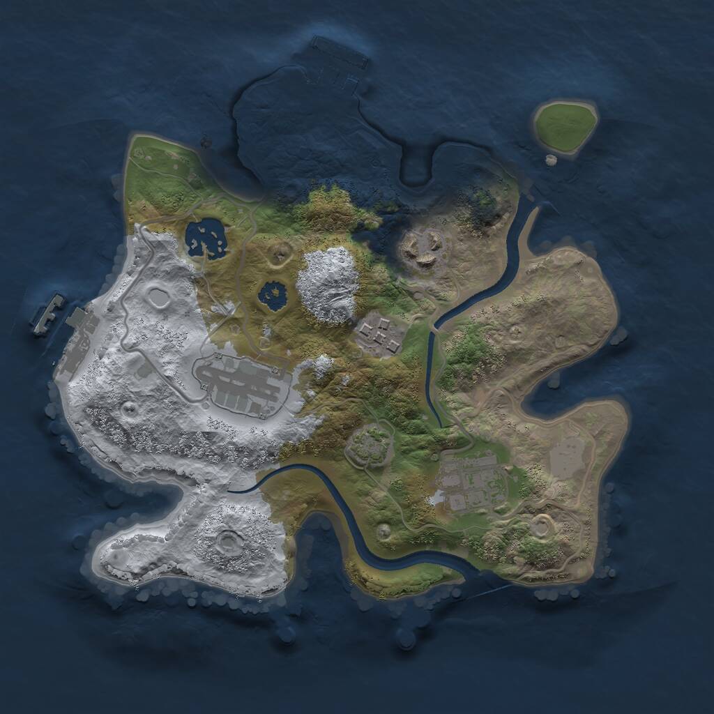 Rust Map: Procedural Map, Size: 2500, Seed: 1385629923, 9 Monuments