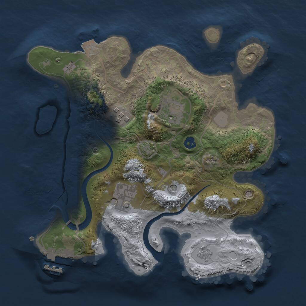 Rust Map: Procedural Map, Size: 2500, Seed: 749225756, 8 Monuments