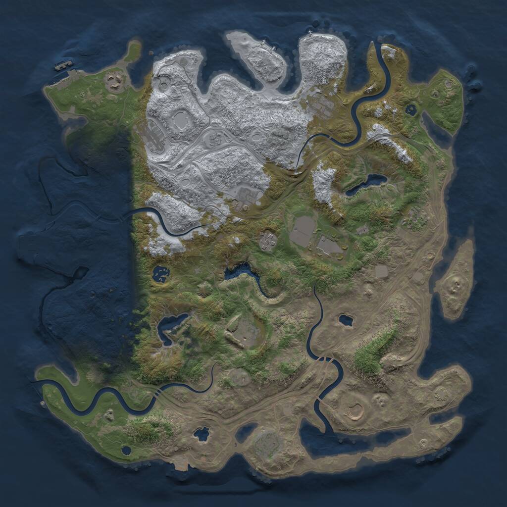 Rust Map: Procedural Map, Size: 4500, Seed: 970023791, 17 Monuments