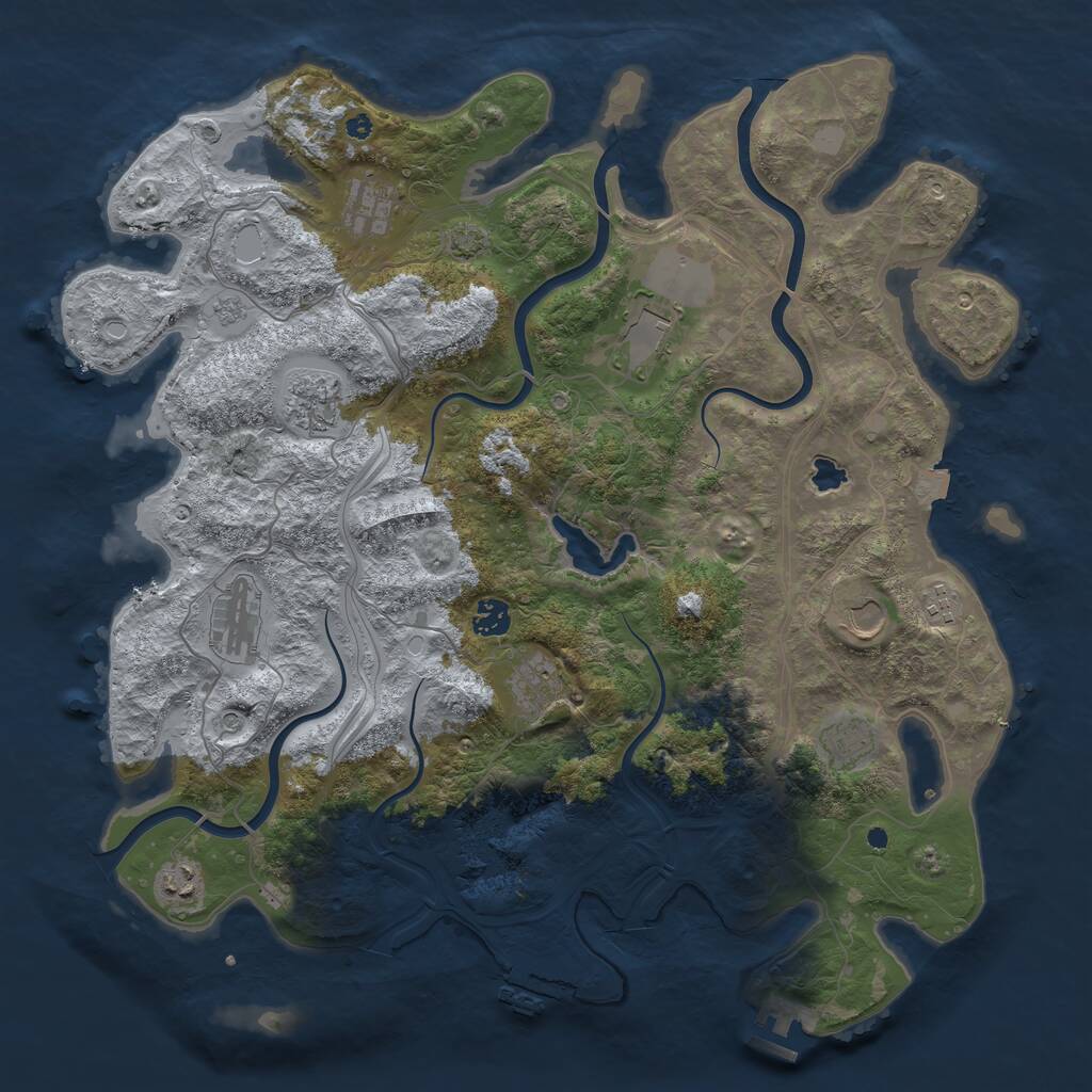 Rust Map: Procedural Map, Size: 4250, Seed: 321318550, 16 Monuments