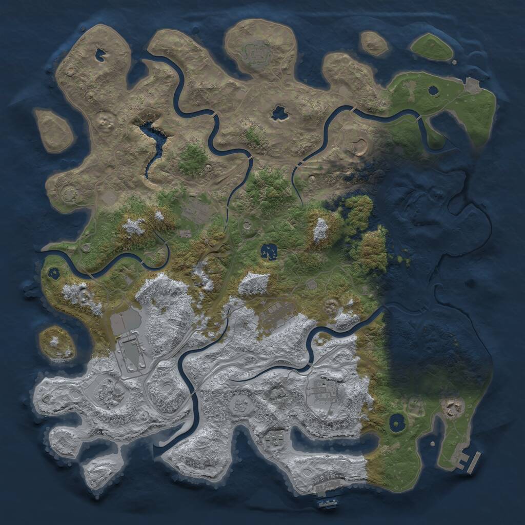 Rust Map: Procedural Map, Size: 4500, Seed: 622601263, 16 Monuments