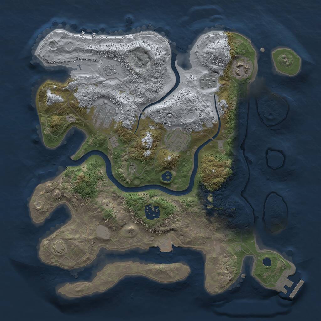 Rust Map: Procedural Map, Size: 3050, Seed: 1084103406, 10 Monuments
