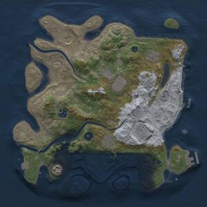 Thumbnail Rust Map: Procedural Map, Size: 3500, Seed: 861994769, 14 Monuments