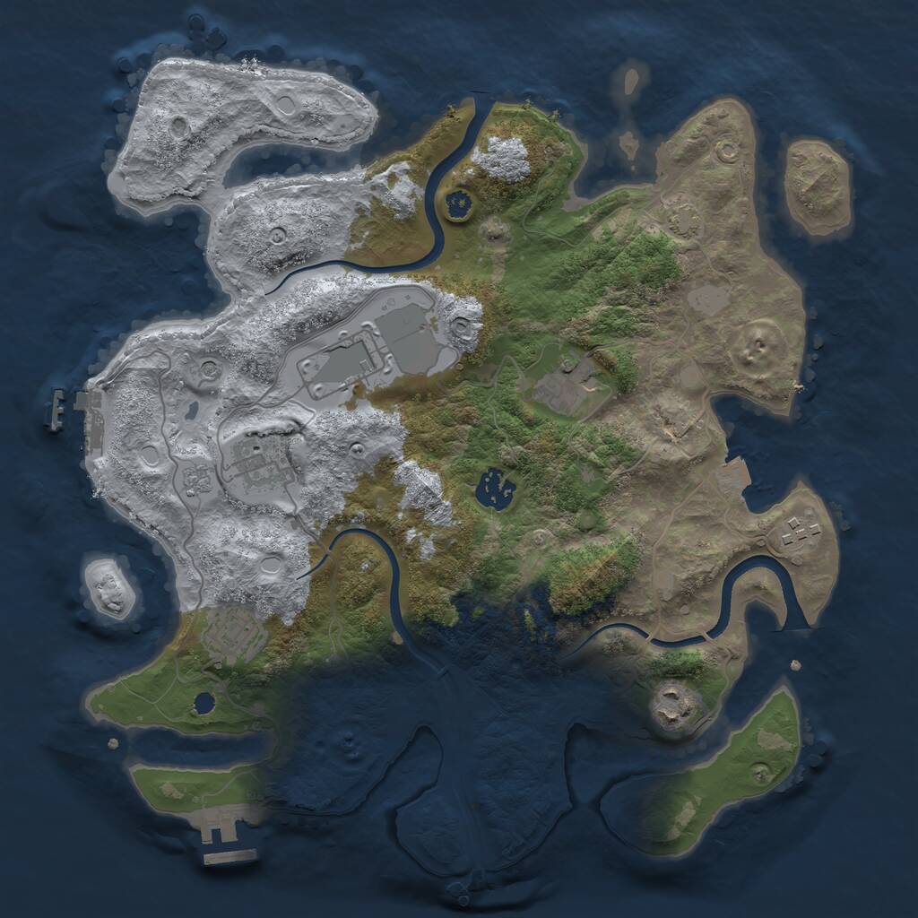 Rust Map: Procedural Map, Size: 3500, Seed: 2136322067, 13 Monuments