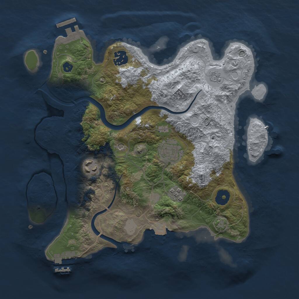 Rust Map: Procedural Map, Size: 3000, Seed: 46319, 10 Monuments