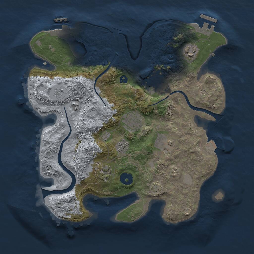 Rust Map: Procedural Map, Size: 3000, Seed: 27995, 12 Monuments